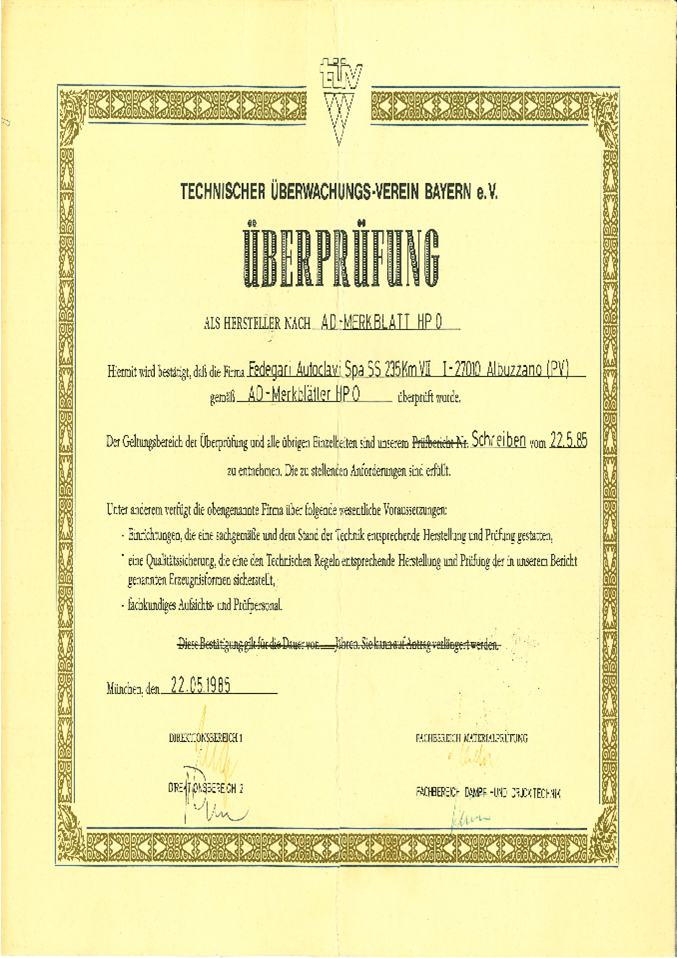 primo storico certificato AD 2000-HP0